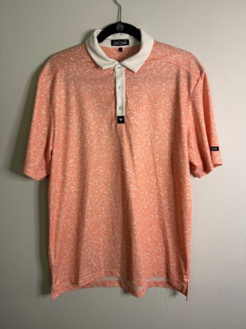 Bad Birdie Men's Performance Golf Polo Coral & Cream Large